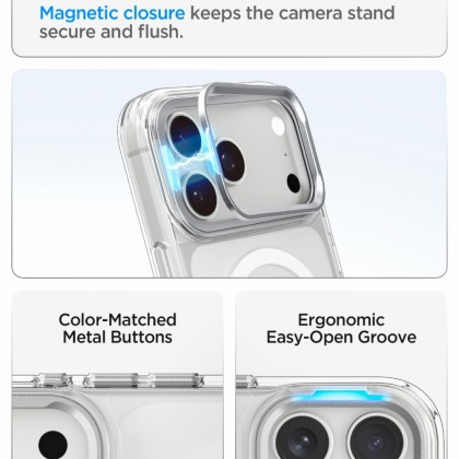 SPIGEN ULTRA HYBRID OPTIK S MAGSAFE IPHONE 17 PRO / 18 PRO CLEAR/SILVER