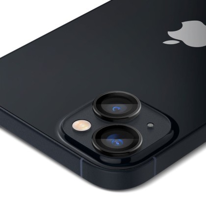 2 броя комплетки от протектори за обектви на камерата на iPhone 14/15 - 14/15 Plus от Spigen Optik Tr - Черен 