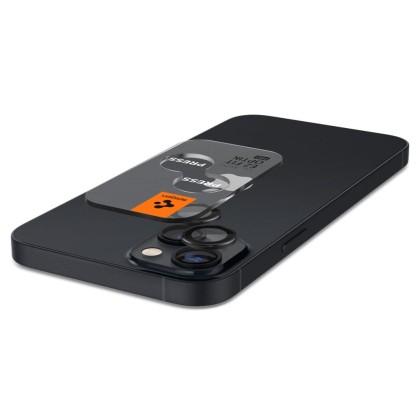 2 броя комплетки от протектори за обектви на камерата на iPhone 14/15 - 14/15 Plus от Spigen Optik Tr - Черен 