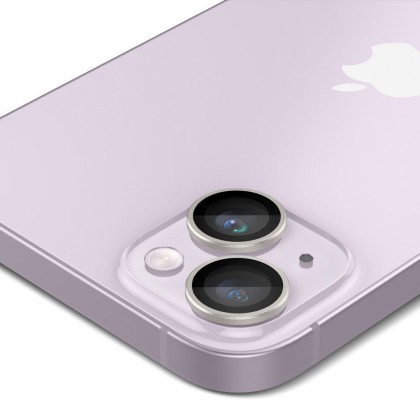 2 броя комплетки от протектори за обектви на камерата на iPhone 14 / 14 Plus от Spigen Optik Tr - Лилав 