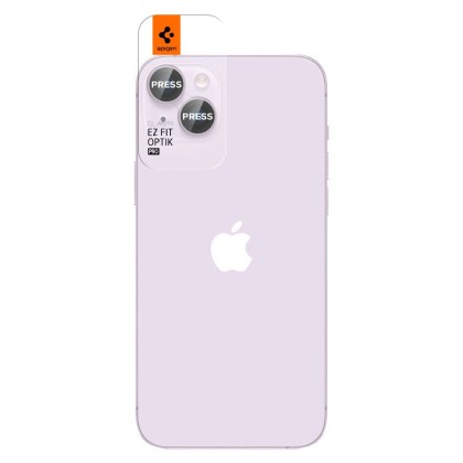 2 броя комплетки от протектори за обектви на камерата на iPhone 14 / 14 Plus от Spigen Optik Tr - Лилав 