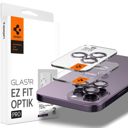 2 броя комплетки от протектори за обектви на камерата на iPhone 14 Pro / 14 Pro Max от Spigen Optik Tr - Deep Purple 