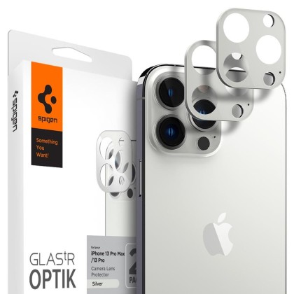 2 броя протектори за камера на iPhone 13 Pro / 13 Pro Max от Spigen Optik.TR - Сребрист