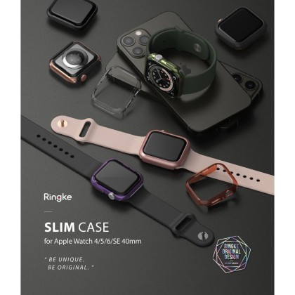 2 бр. тънки калъфи за Apple Watch 4 / 5 / 6 / SE (40mm) от Ringke Slim 2-Pack - Прозрачен и чeрен