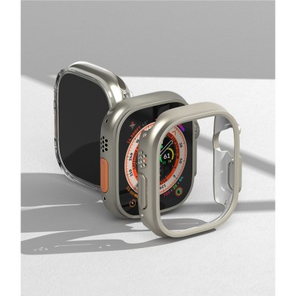2 бр. тънки калъфи за Apple Watch Ultra (49mm) от Ringke Slim 2-Pack - Прозрачен и Titanium Grey