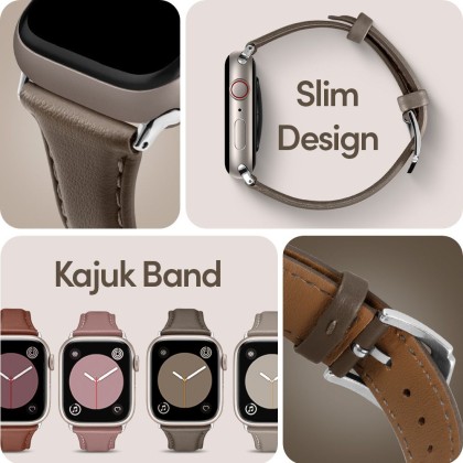 Кожена каишка за Apple Watch 4/5/6/7/8/9/SE (40/41 mm) от Spigen Cyrill Kajuk - Khaki