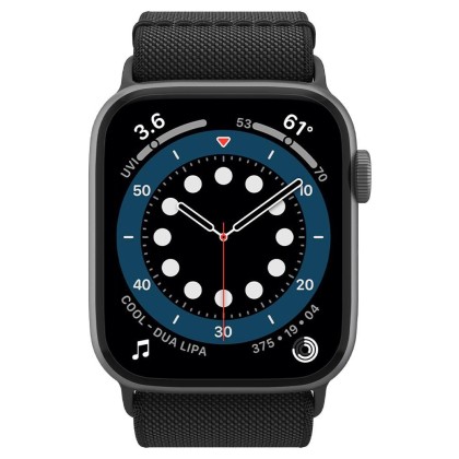 Текстилна каишка за Apple Watch 4 / 5 / 6 / 7 / 8 / SE / Ultra 1/2 (42/44/45/49 mm) от Spigen Fit Lite - Черен