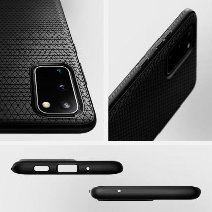 Удароустойчив, силиконов кейс за Samsung Galaxy S20+ Plus от Spigen Liquid Air - Черен