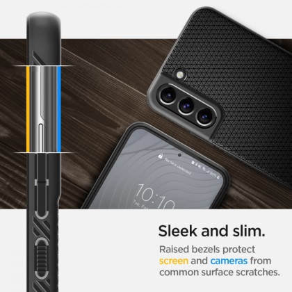 Удароустойчив, силиконов кейс за Samsung Galaxy S22 от Spigen Liquid Air - Черен