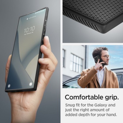 Удароустойчив, силиконов кейс за Samsung Galaxy S22 Ultra от Spigen Liquid Air - Черен