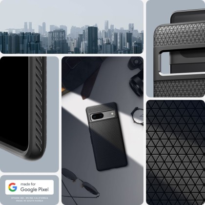 Удароустойчив, силиконов кейс за Google Pixel 7 от Spigen Liquid Air - Черен