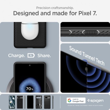 Удароустойчив, силиконов кейс за Google Pixel 7 от Spigen Liquid Air - Черен
