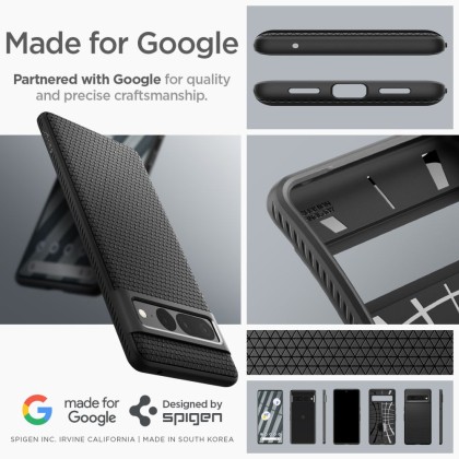 Удароустойчив, силиконов кейс за Google Pixel 7 Pro от Spigen Liquid Air - Черен