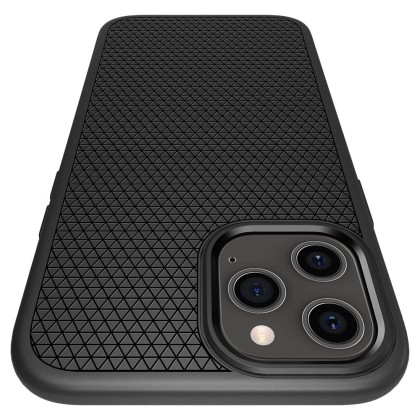 Удароустойчив, силиконов кейс за iPhone 12 / 12 Pro от Spigen Liquid Air - Черен