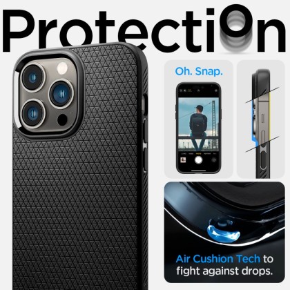 Удароустойчив, силиконов кейс за iPhone 14 Pro от Spigen Liquid Air - Черен