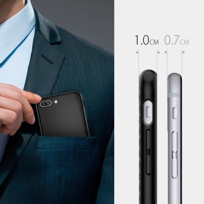 Удароустойчив, силиконов кейс за iPhone 7 Plus / 8 Plus от Spigen Liquid Air - Черен