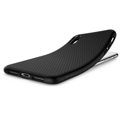 Удароустойчив, силиконов кейс за iPhone XR от Spigen Liquid Air - Черен