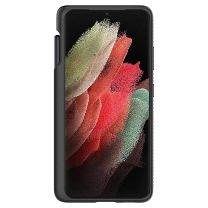 Удароустойчив, силиконов кейс за Samsung Galaxy S21 Ultra от Spigen Liquid Air - Черен