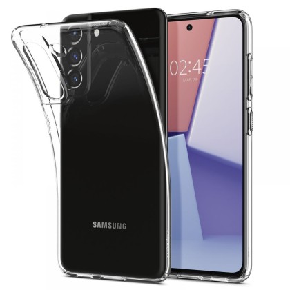 Удароустойчив, силиконов кейс за Samsung Galaxy S21 FE от Spigen Liquid Crystal - Прозрачен