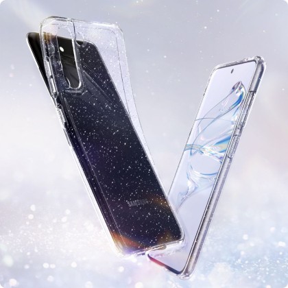 Удароустойчив, силиконов кейс за Samsung Galaxy S21 FE от Spigen Liquid Crystal - Glitter Crystal