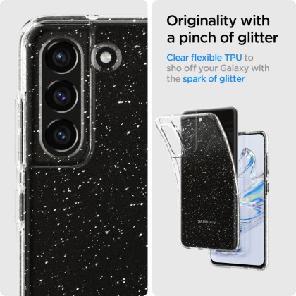 Удароустойчив, силиконов кейс за Samsung Galaxy S21 FE от Spigen Liquid Crystal - Glitter Crystal