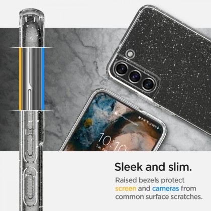 Удароустойчив, силиконов кейс за Samsung Galaxy S22 от Spigen Liquid Crystal - Glitter Crystal
