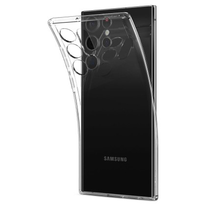Удароустойчив, силиконов кейс за Samsung Galaxy S22 Ultra от Spigen Liquid Crystal - Прозрачен