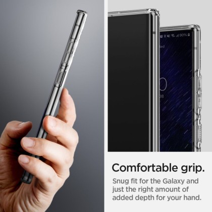 Удароустойчив, силиконов кейс за Samsung Galaxy S22 Ultra от Spigen Liquid Crystal - Прозрачен
