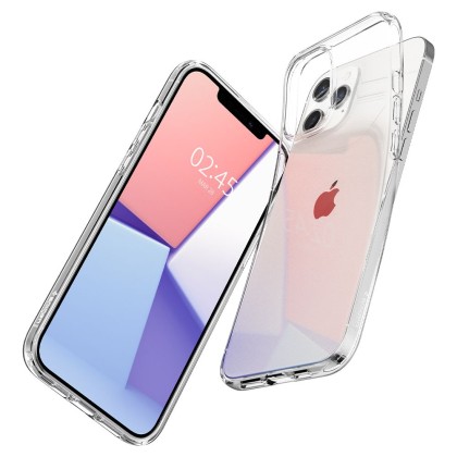 Удароустойчив, силиконов кейс за iPhone 12 Pro Max от Spigen Liquid Crystal - Прозрачен