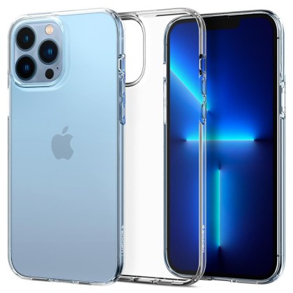 Удароустойчив, силиконов кейс за iPhone 13 Pro Max от Spigen Liquid Crystal - Прозрачен