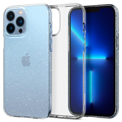 Удароустойчив, силиконов кейс за iPhone 13 Pro Max от Spigen Liquid Crystal - Glitter Crystal
