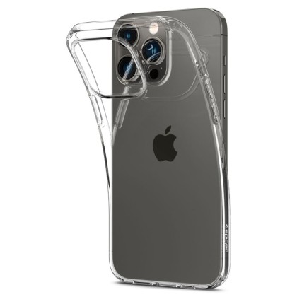 Удароустойчив, силиконов кейс за iPhone 14 Pro от Spigen Liquid Crystal - Прозрачен