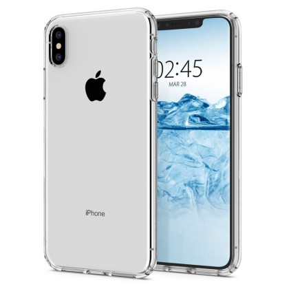 Удароустойчив, силиконов кейс за iPhone X / XS от Spigen Liquid Crystal - Прозрачен