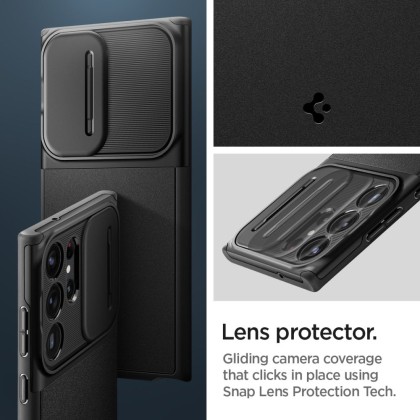 Кейс с капак за камерата за Samsung Galaxy S23 Ultra от Spigen Optik Armor - Черен