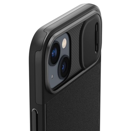 Кейс с капак за камерата за iPhone 14 Plus от Spigen Optik Armor Mag MagSafe - Черен