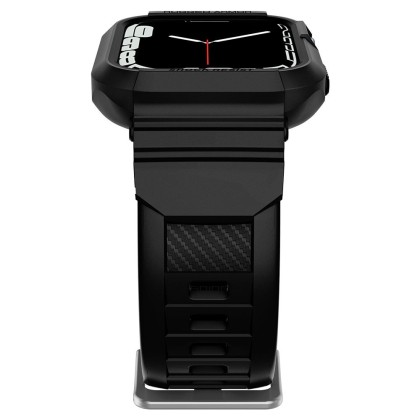 Удароустойчив кейс с каишка за Apple Watch 4/5/6/7/8/9/SE (44/45mm) от Spigen Rugged Armor Pro - Черен