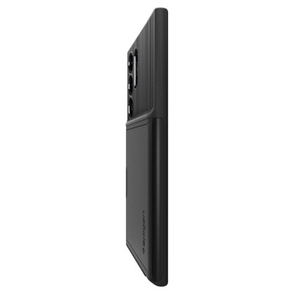 Твърд кейс със стойка за Samsung Galaxy S23 Ultra от Spigen Slim Armor CS - Черен