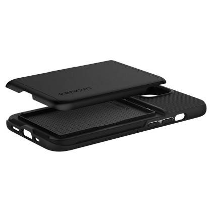 Твърд кейс със стойка за iPhone 13 от Spigen Slim Armor CS - Черен