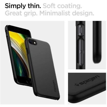 Тънък твърд кейс за iPhone 7 / 8 / SE 2020-2022 от Spigen Thin Fit - Черен