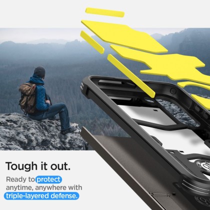 Удароустойчив, твърд кейс за Samsung Galaxy S23 от Spigen Tough Armor - Gunmetal