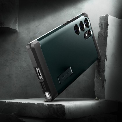 Удароустойчив, твърд кейс за Samsung Galaxy S23 Ultra от Spigen Tough Armor - Abyss Green