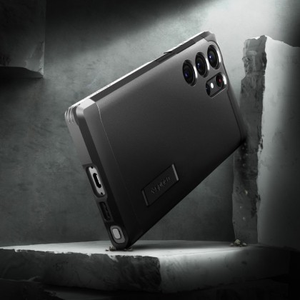 Удароустойчив, твърд кейс за Samsung Galaxy S23 Ultra от Spigen Tough Armor - Черен