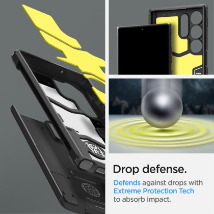 Удароустойчив, твърд кейс за Samsung Galaxy S23 Ultra от Spigen Tough Armor - Черен