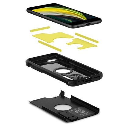 Удароустойчив, твърд кейс за iPhone SE 2020/2022 от Spigen Tough Armor - Черен
