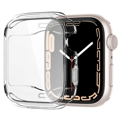 Удароустойчив кейс с протектор за Apple Watch 7/8/9 (45mm) от Spigen Ultra Hybrid V1 - Crystal Clear 