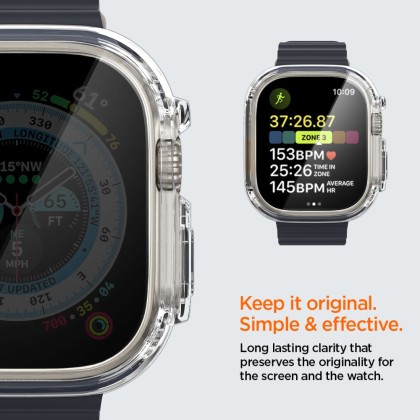 Удароустойчив кейс с протектор за Apple Watch Ultra 1/2 (49mm) от Spigen Ultra Hybrid - Crystal Clear 