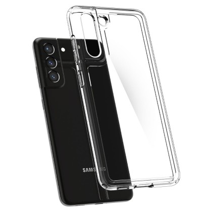 Удароустойчив твърд кейс за Samsung Galaxy S21 FE от Spigen Ultra Hybrid - Прозрачен