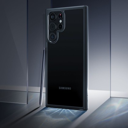 Удароустойчив твърд кейс за Samsung Galaxy S22 Ultra от Spigen Ultra Hybrid - Матово Черно