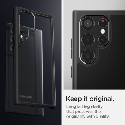 Удароустойчив твърд кейс за Samsung Galaxy S22 Ultra от Spigen Ultra Hybrid - Матово Черно