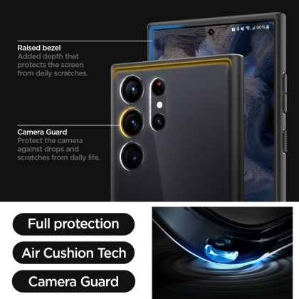 Удароустойчив твърд кейс за Samsung Galaxy S23 Ultra от Spigen Ultra Hybrid - Frost Black